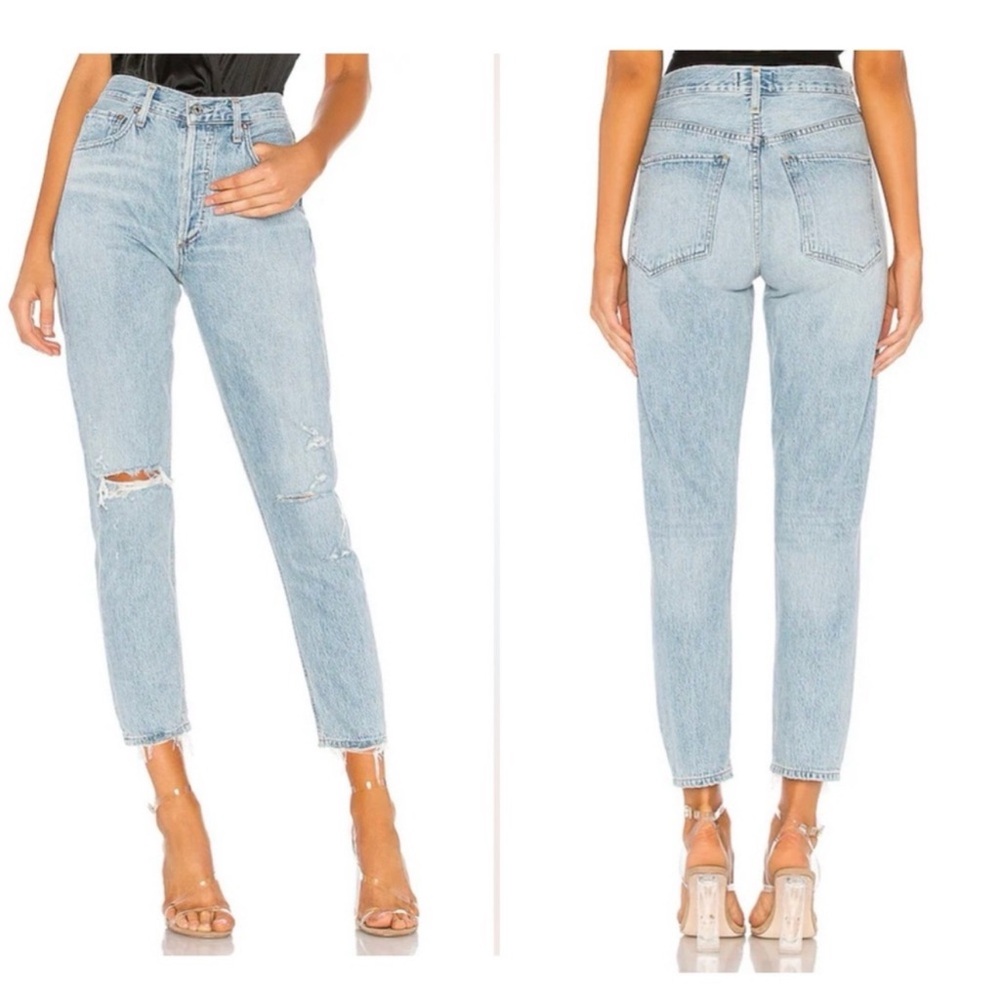 Agolde High Rise Light Wash Blue Jeans